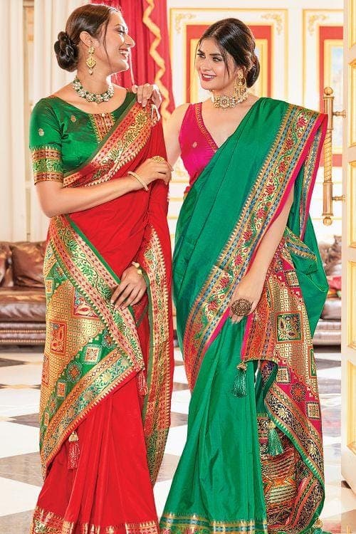 Buy Banarasi Silk Saree In Sea Green Color Online - SARV08075 | Andaaz  Fashion