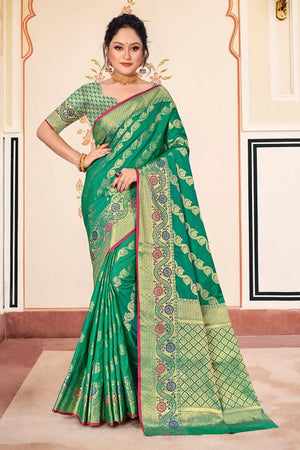 Sea Green Banarasi Saree