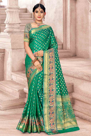 Sea Green Banarasi Saree