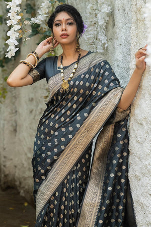 Shadow Grey Banarasi Butti Saree