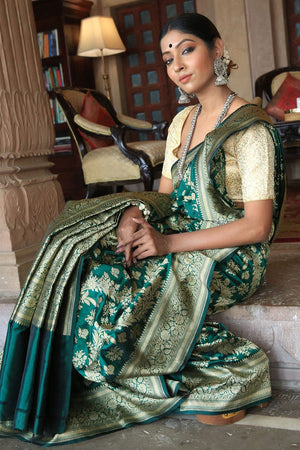 Shamrock Green Banarasi Saree