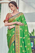 Shamrock Green Zari Banarasi Saree