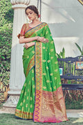 Shamrock Green Zari Banarasi Saree