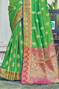 Shamrock Green Zari Banarasi Saree