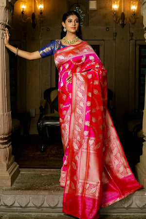 Shocking Pink Banarasi Saree