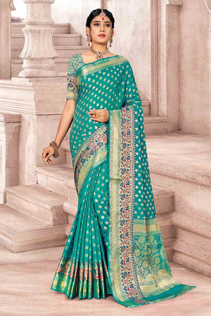 Sky Blue Banarasi Saree