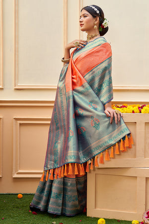 Sky Blue Banarasi Saree