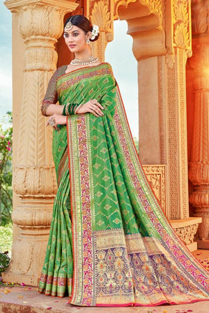 Spring Green Banarasi Saree