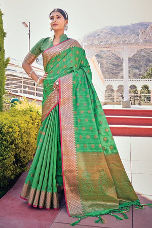 Spring Green Banarasi Saree