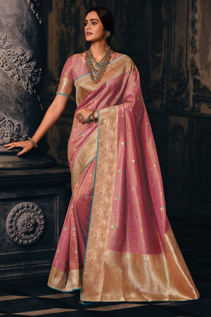 Taffy Pink Banarasi Saree