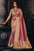 pink banarasi saree