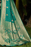 Banarasi Saree Teal Blue Zari Weaved Banarasi Saree saree online