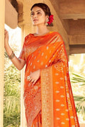 Banarasi Saree Tiger Orange Banarasi Saree saree online