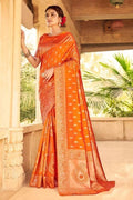 Banarasi Saree Tiger Orange Banarasi Saree saree online