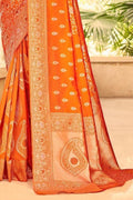 Banarasi Saree Tiger Orange Banarasi Saree saree online