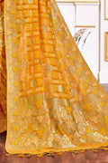 Tuscany Yellow Printed Banarasi Saree