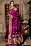 purple banarasi saree