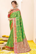 green banarasi saree