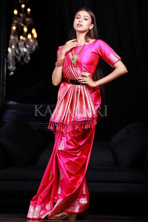 Pink Wedding Reception Bridal Saree In Net SRSA301713