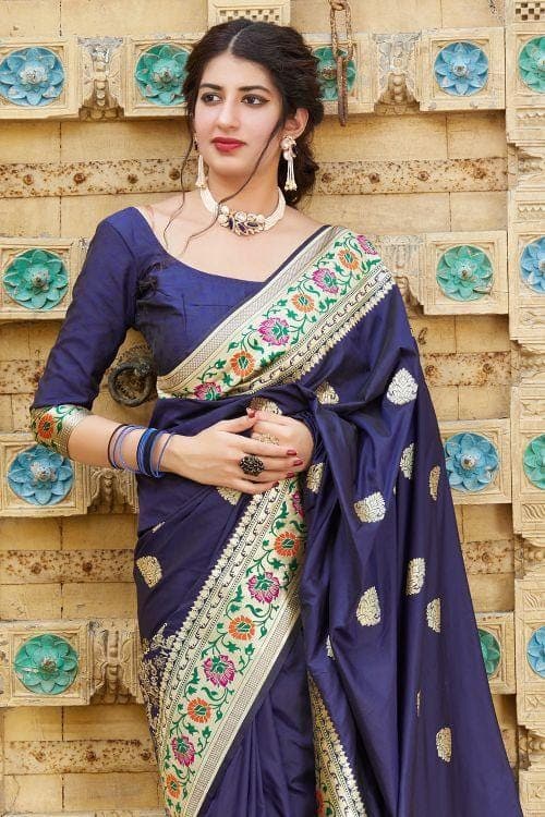 Karagiri - Saree is a symbol of grace..! 6 meters of elegance draped feels  like heaven!! Beautiful multi coloured banarasi sarees in store :) Check  out now: https://www.karagiri.com/collections/banarasi-silk-sarees #Banarasi  #Brocadesaree ...