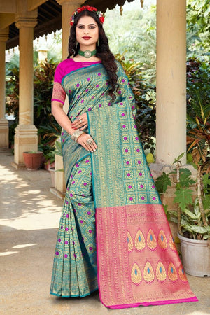 Azure Blue Banarasi Saree