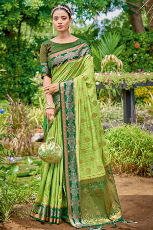 Fern Green Banarasi Saree