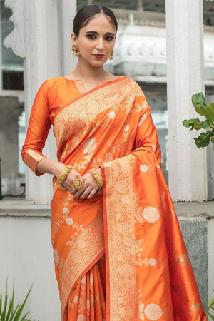 Halloween Orange Banarasi Saree