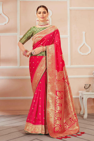 Hot Pink Banarasi Saree