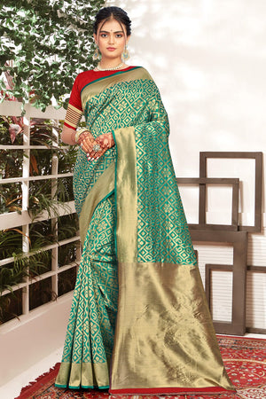 Jungle Green Banarasi Saree