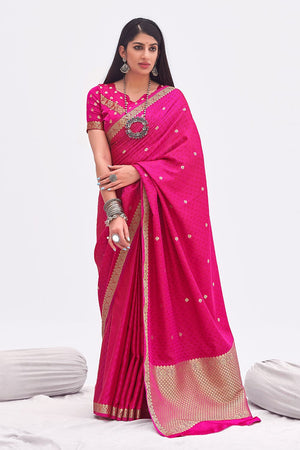 Magenta Pink Banarasi Saree