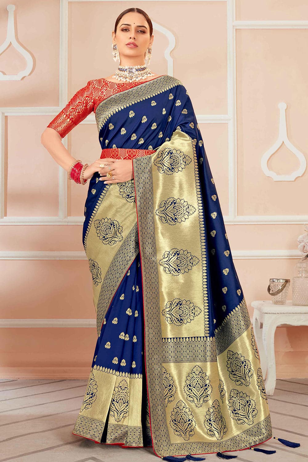 Shop Pure Khaddi Georgette Blue Banarasi Saree Blouse Online India USA –  Sunasa