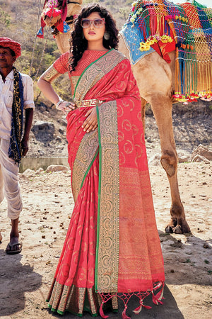 Rouge Pink Banarasi Saree