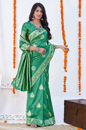 Spring Green Banarasi Saree