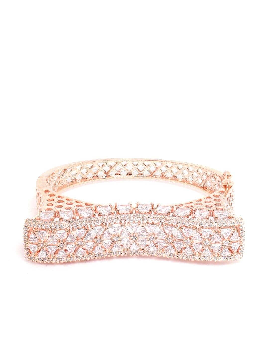 Buy American Diamond Rose Gold Cuff Bracelet onlineKARAGIRI  FESTIVE SALE   Karagiri