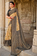 beige brasso saree