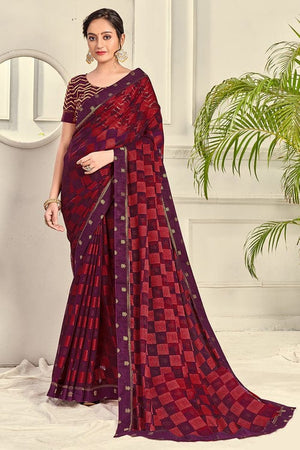 Carmine Red Brasso Saree