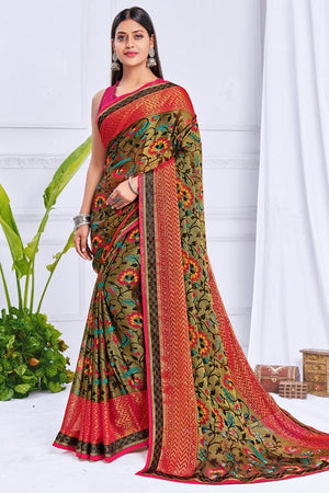 Cosmos Green Brasso Saree