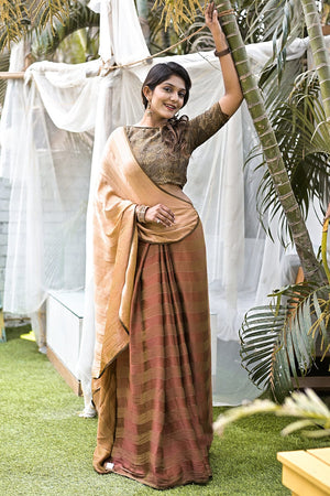 Ecru Brown Brasso Saree