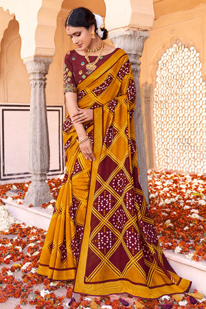 Fire Yellow Brasso Saree