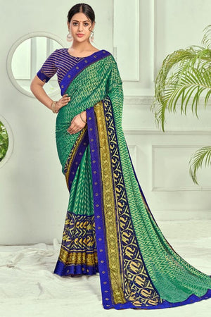 Jade Green Brasso Saree