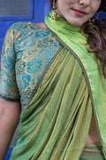 green brasso saree