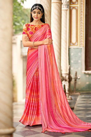 Punch Pink Brasso Saree