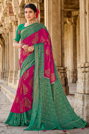 Sea Green Brasso Saree