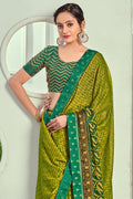 green brasso saree