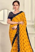 yellow brasso saree