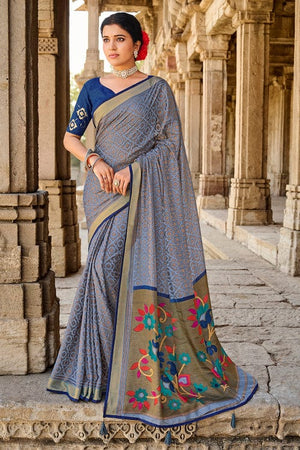 Zenith Blue Brasso Saree