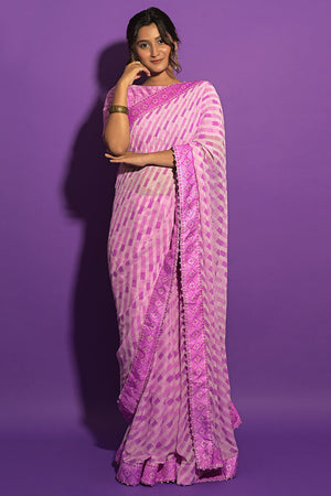 Lilac Purple Chiffon Saree