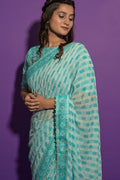 blue chiffon saree