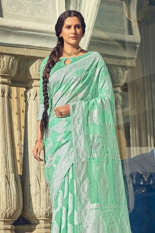 Buy Admiral Blue Chikankari Saree online-Karagiri