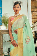 Cotton Linen Saree Moss Green Cotton Linen Saree saree online